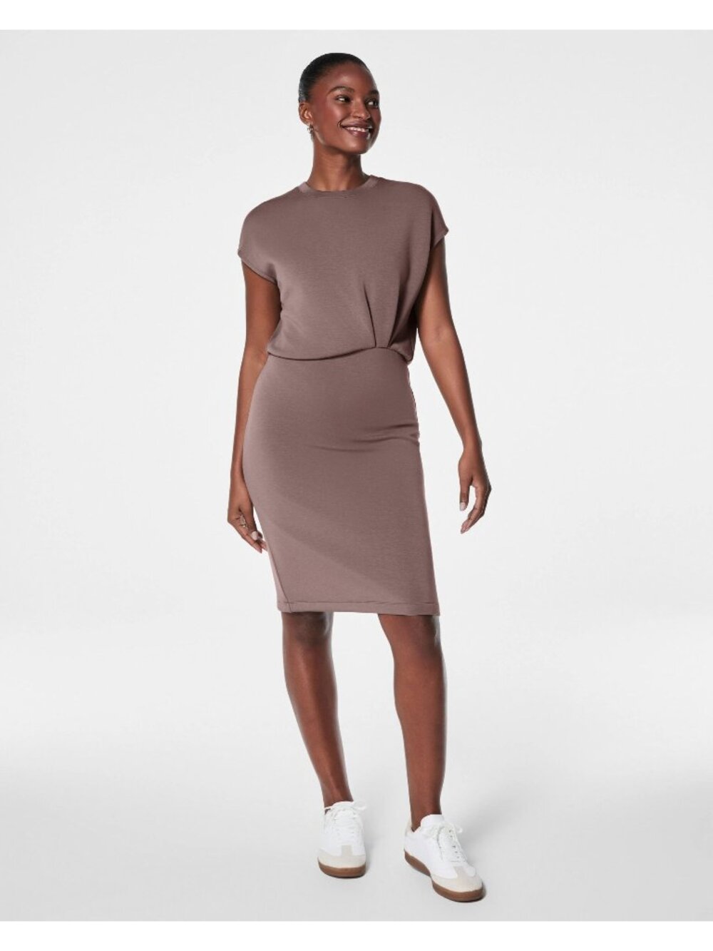 V-41. Spanx AirEssentials Gathered Waist Dress Taupe